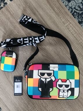 Karl Lagerfeld Paris Maybelle Multicolor Checkered Crossbody Bag with Pouch